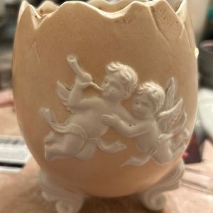 Vintage Hollywood regency creamy cherub dish/Bowl/container/ case etc